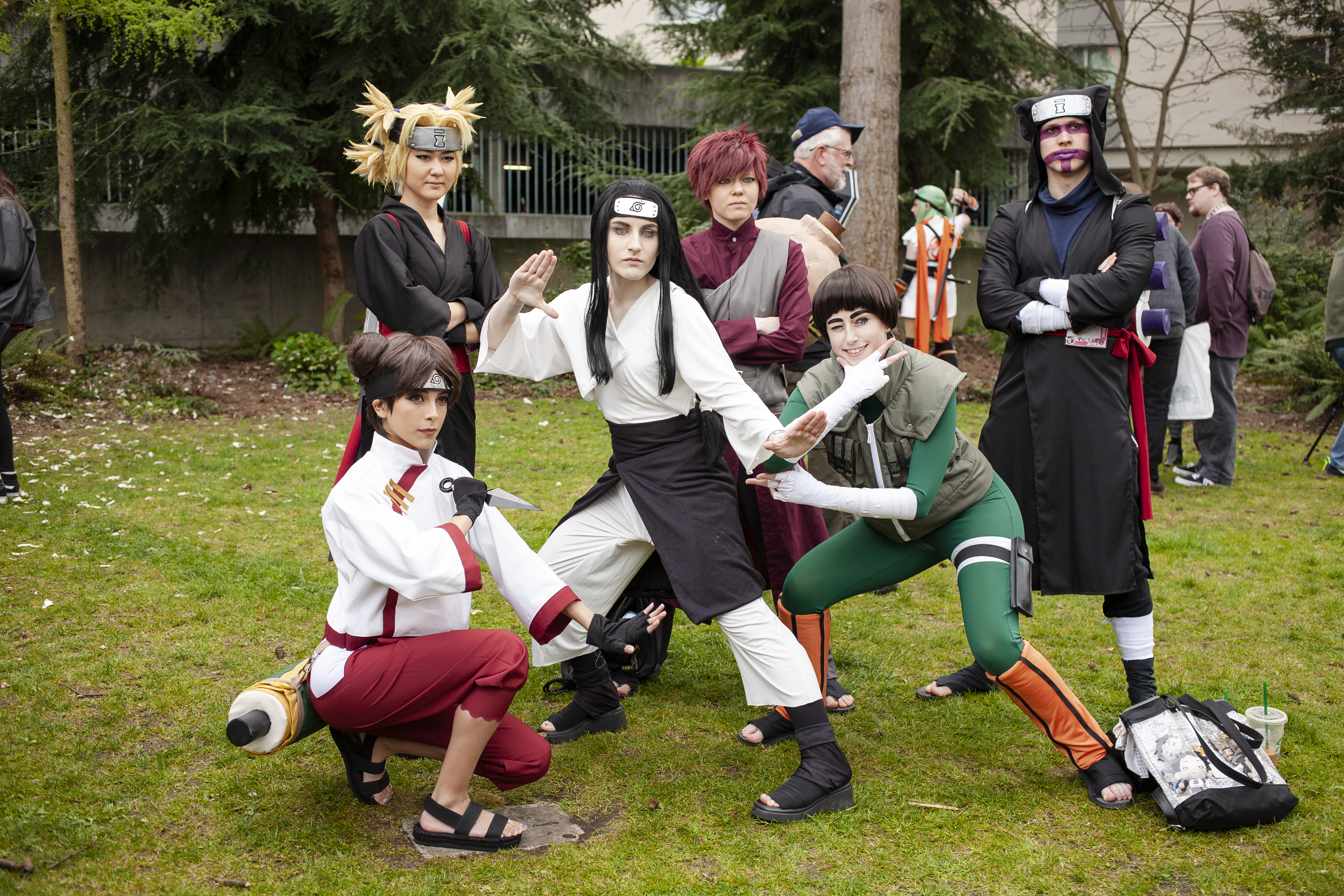 Cosplayers pose at Sukura-Con