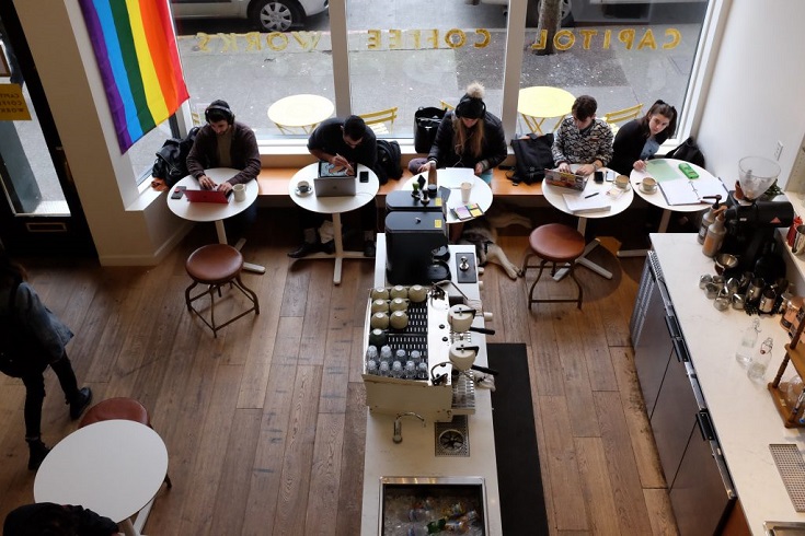 A view from the loft at Capitol Coffee Works.